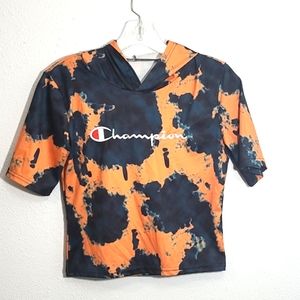 Champion Tie Dye Cropped Hooded Tee